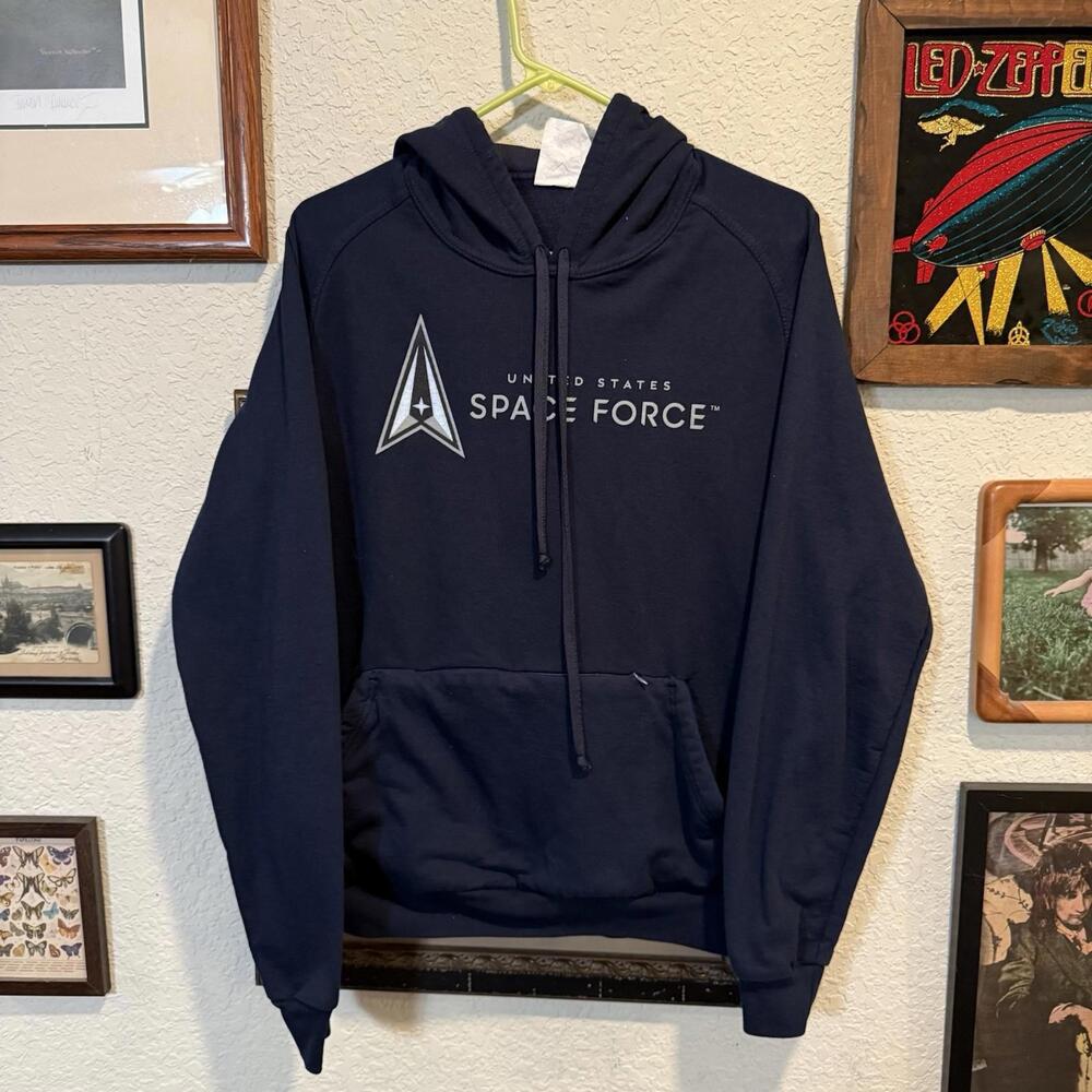 United States Space‎ Force USSF Military Navy Blue Logo Hoodie Size Men’s Medium